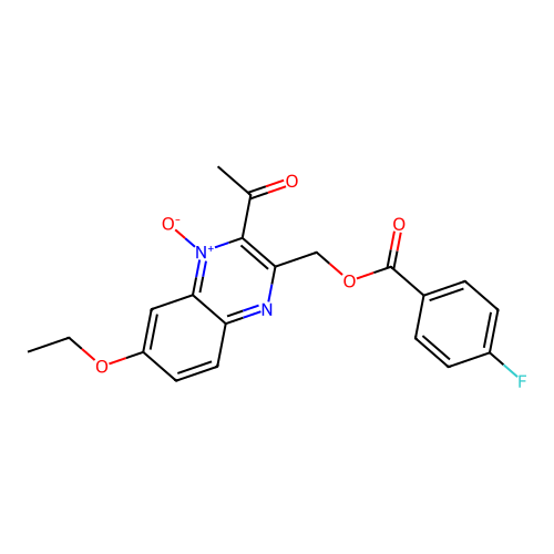 (3-Acetyl-6-ethoxy-4-oxidoquinoxalin-4-ium-2-yl)methyl 4-fluorobenzoate structure