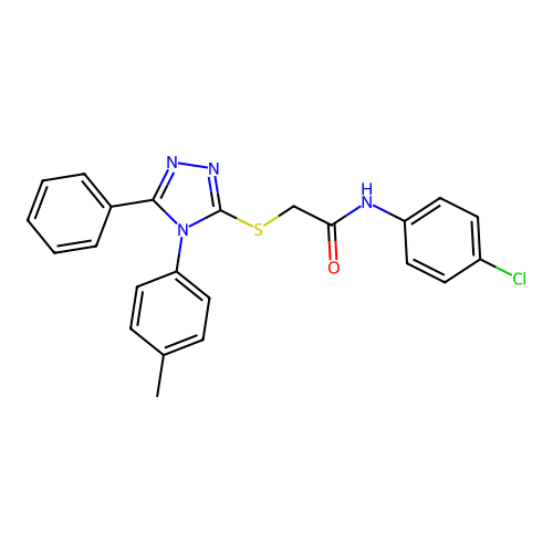 N-(4-chlorophenyl)-2-[[4-(4-methylphenyl)-5-phenyl-1,2,4-triazol-3-yl]sulfanyl]acetamide structure