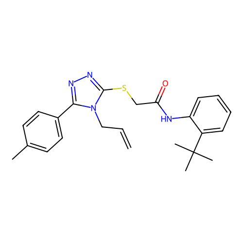 2-((4-allyl-5-(p-tolyl)-4H-1,2,4-triazol-3-yl)thio)-N-(2-(tert-butyl)phenyl)acetamide structure