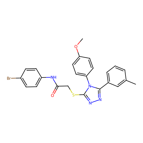 N-(4-bromophenyl)-2-[[4-(4-methoxyphenyl)-5-(3-methylphenyl)-1,2,4-triazol-3-yl]sulfanyl]acetamide structure