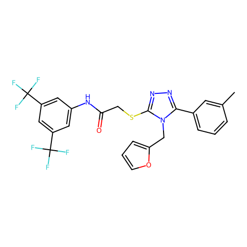 N-(3,5-bis(trifluoromethyl)phenyl)-2-((4-(furan-2-ylmethyl)-5-(m-tolyl)-4H-1,2,4-triazol-3-yl)thio)acetamide structure