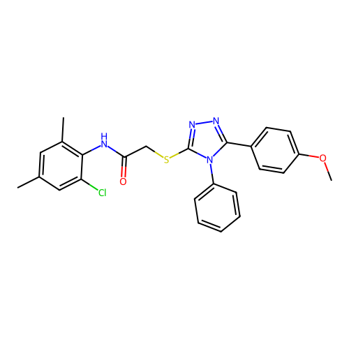 N-(2-chloro-4,6-dimethylphenyl)-2-{[5-(4-methoxyphenyl)-4-phenyl-4H-1,2,4-triazol-3-yl]sulfanyl}acetamide structure