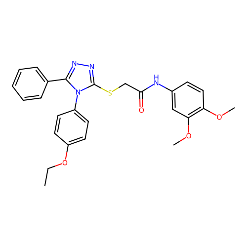 N-(3,4-dimethoxyphenyl)-2-[[4-(4-ethoxyphenyl)-5-phenyl-1,2,4-triazol-3-yl]sulfanyl]acetamide structure