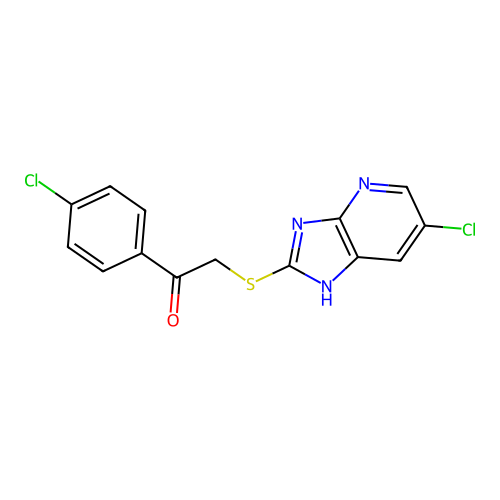 2-[(6-chloro-1H-imidazo[4,5-b]pyridin-2-yl)sulfanyl]-1-(4-chlorophenyl)ethanone structure