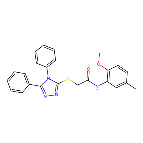 2-[(4,5-diphenyl-4H-1,2,4-triazol-3-yl)sulfanyl]-N-(2-methoxy-5-methylphenyl)acetamide structure
