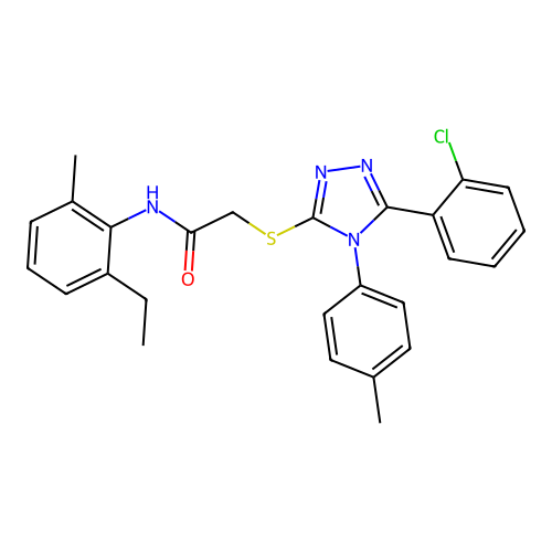 2-{[5-(2-chlorophenyl)-4-(4-methylphenyl)-4H-1,2,4-triazol-3-yl]sulfanyl}-N-(2-ethyl-6-methylphenyl)acetamide structure