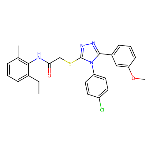 2-{[4-(4-chlorophenyl)-5-(3-methoxyphenyl)-4H-1,2,4-triazol-3-yl]sulfanyl}-N-(2-ethyl-6-methylphenyl)acetamide structure