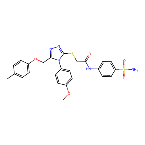 2-((4-(4-methoxyphenyl)-5-((p-tolyloxy)methyl)-4H-1,2,4-triazol-3-yl)thio)-N-(4-sulfamoylphenyl)acetamide structure