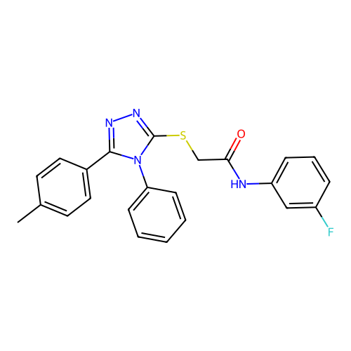 N-(3-fluorophenyl)-2-[[5-(4-methylphenyl)-4-phenyl-1,2,4-triazol-3-yl]sulfanyl]acetamide structure