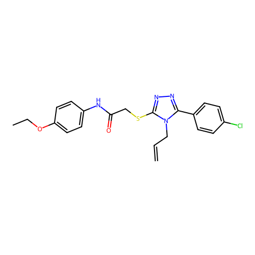 2-[[5-(4-chlorophenyl)-4-prop-2-enyl-1,2,4-triazol-3-yl]sulfanyl]-N-(4-ethoxyphenyl)acetamide structure