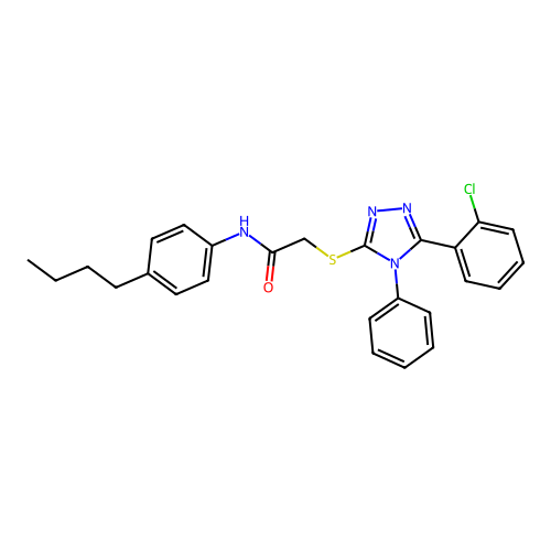 N-(4-butylphenyl)-2-[[5-(2-chlorophenyl)-4-phenyl-1,2,4-triazol-3-yl]sulfanyl]acetamide structure