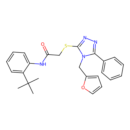 N-(2-tert-butylphenyl)-2-{[4-(furan-2-ylmethyl)-5-phenyl-4H-1,2,4-triazol-3-yl]sulfanyl}acetamide structure