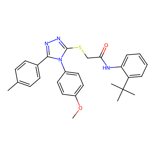 N-(2-tert-butylphenyl)-2-{[4-(4-methoxyphenyl)-5-(4-methylphenyl)-4H-1,2,4-triazol-3-yl]sulfanyl}acetamide structure