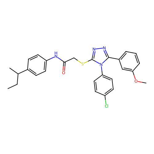 N-[4-(butan-2-yl)phenyl]-2-{[4-(4-chlorophenyl)-5-(3-methoxyphenyl)-4H-1,2,4-triazol-3-yl]sulfanyl}acetamide structure