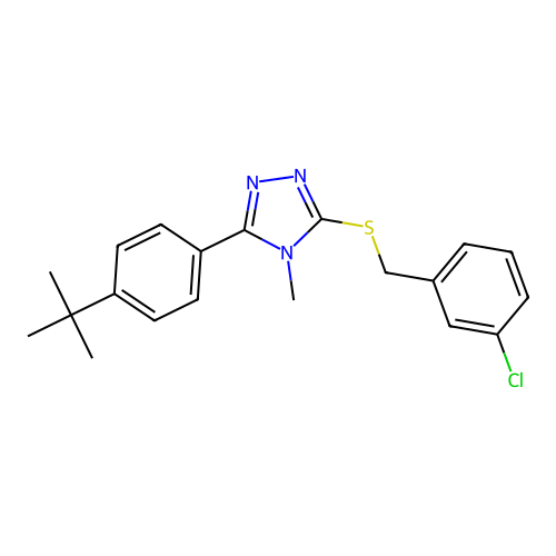 3-(4-tert-butylphenyl)-5-[(3-chlorobenzyl)sulfanyl]-4-methyl-4H-1,2,4-triazole structure