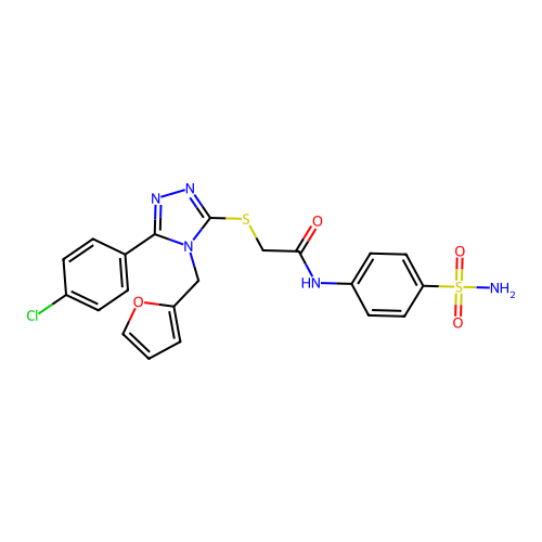 2-{[5-(4-chlorophenyl)-4-(furan-2-ylmethyl)-4H-1,2,4-triazol-3-yl]sulfanyl}-N-(4-sulfamoylphenyl)acetamide structure
