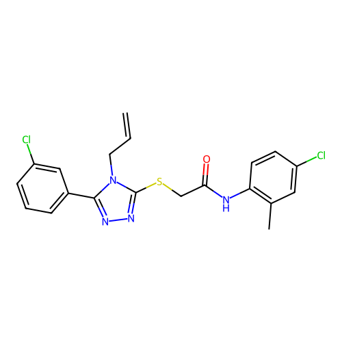 N-(4-chloro-2-methylphenyl)-2-{[5-(3-chlorophenyl)-4-(prop-2-en-1-yl)-4H-1,2,4-triazol-3-yl]sulfanyl}acetamide structure