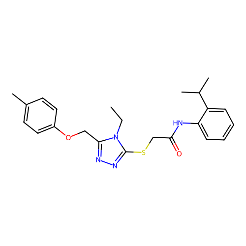 2-((4-ethyl-5-((p-tolyloxy)methyl)-4H-1,2,4-triazol-3-yl)thio)-N-(2-isopropylphenyl)acetamide structure