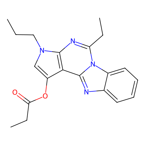 5-ethyl-3-propyl-3H-benzo[4,5]imidazo[1,2-c]pyrrolo[3,2-e]pyrimidin-1-yl propionate structure