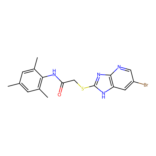 2-[(6-bromo-1H-imidazo[4,5-b]pyridin-2-yl)sulfanyl]-N-(2,4,6-trimethylphenyl)acetamide structure