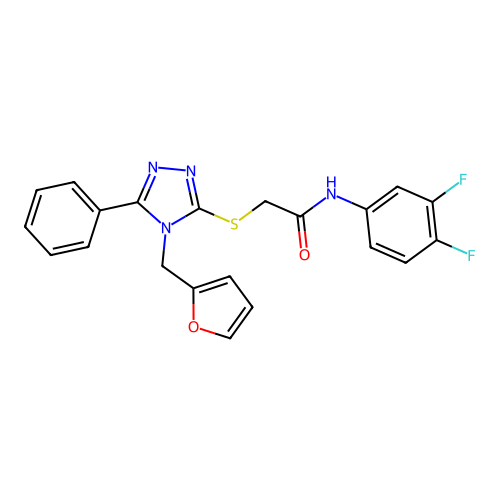 N-(3,4-difluorophenyl)-2-{[4-(furan-2-ylmethyl)-5-phenyl-4H-1,2,4-triazol-3-yl]sulfanyl}acetamide structure