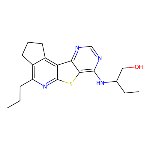 2-((4-propyl-2,3-dihydro-1H-cyclopenta[4',5']pyrido[3',2':4,5]thieno[3,2-d]pyrimidin-7-yl)amino)butan-1-ol structure