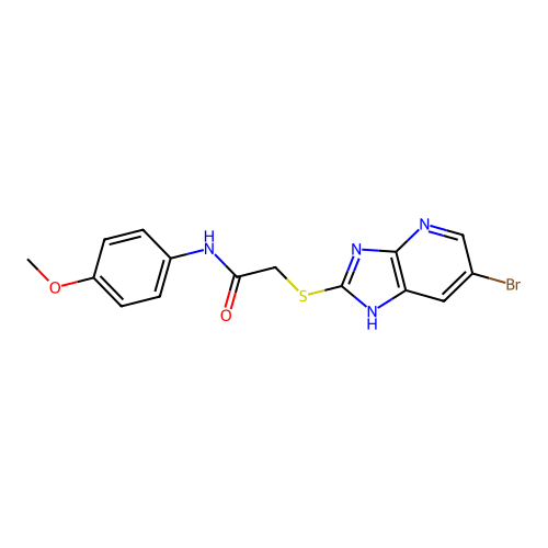 2-[(6-bromo-3H-imidazo[4,5-b]pyridin-2-yl)sulfanyl]-N-(4-methoxyphenyl)acetamide structure