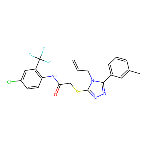 N-[4-chloro-2-(trifluoromethyl)phenyl]-2-{[5-(3-methylphenyl)-4-(prop-2-en-1-yl)-4H-1,2,4-triazol-3-yl]sulfanyl}acetamide structure