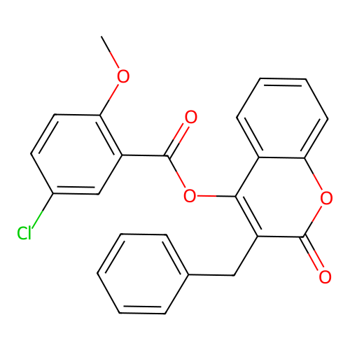 3-benzyl-2-oxo-2H-chromen-4-yl 5-chloro-2-methoxybenzoate structure