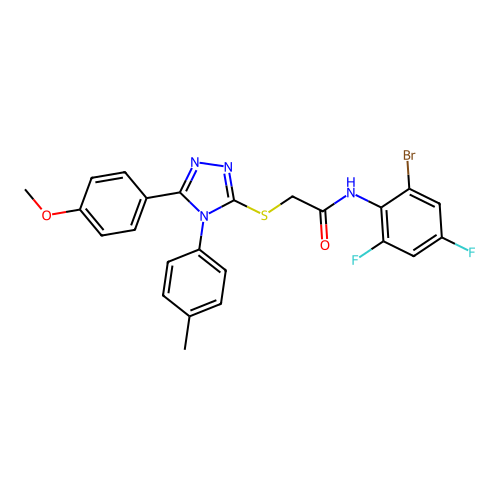 N-(2-bromo-4,6-difluorophenyl)-2-{[5-(4-methoxyphenyl)-4-(4-methylphenyl)-4H-1,2,4-triazol-3-yl]sulfanyl}acetamide structure