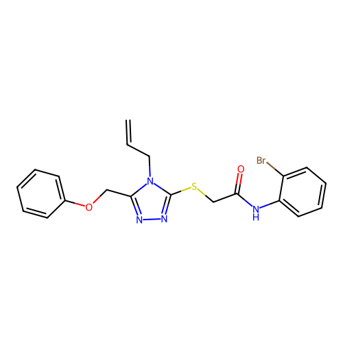 N-(2-bromophenyl)-2-[[5-(phenoxymethyl)-4-prop-2-enyl-1,2,4-triazol-3-yl]sulfanyl]acetamide structure