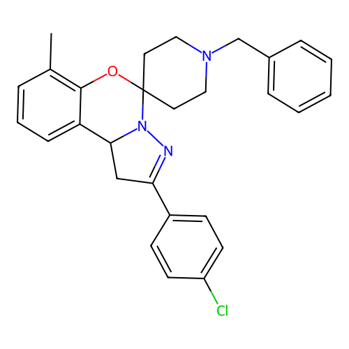 1'-benzyl-2-(4-chlorophenyl)-7-methyl-1,10b-dihydrospiro[benzo[e]pyrazolo[1,5-c][1,3]oxazine-5,4'-piperidine] structure