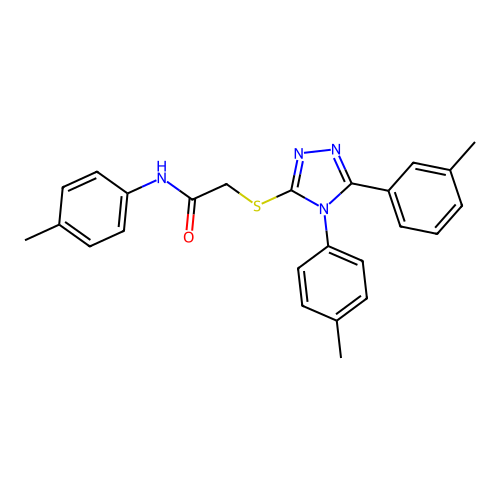 N-(4-methylphenyl)-2-[[5-(3-methylphenyl)-4-(4-methylphenyl)-1,2,4-triazol-3-yl]sulfanyl]acetamide structure