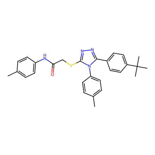 2-{[5-(4-tert-butylphenyl)-4-(4-methylphenyl)-4H-1,2,4-triazol-3-yl]sulfanyl}-N-(4-methylphenyl)acetamide structure