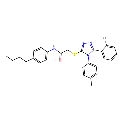 N-(4-butylphenyl)-2-[[5-(2-chlorophenyl)-4-(4-methylphenyl)-1,2,4-triazol-3-yl]sulfanyl]acetamide structure