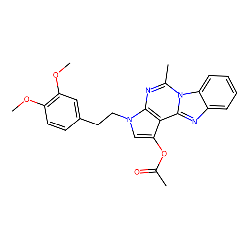 3-(3,4-dimethoxyphenethyl)-5-methyl-3H-benzo[4,5]imidazo[1,2-c]pyrrolo[3,2-e]pyrimidin-1-yl acetate structure