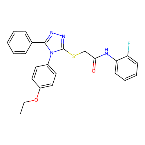 2-[[4-(4-ethoxyphenyl)-5-phenyl-1,2,4-triazol-3-yl]sulfanyl]-N-(2-fluorophenyl)acetamide structure