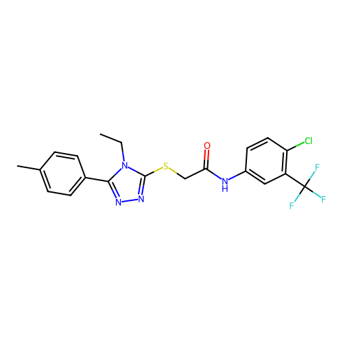 N-[4-chloro-3-(trifluoromethyl)phenyl]-2-{[4-ethyl-5-(4-methylphenyl)-4H-1,2,4-triazol-3-yl]sulfanyl}acetamide structure
