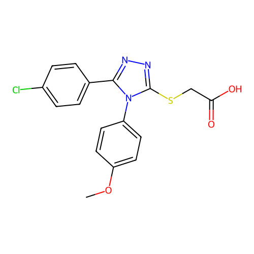 2-[5-(4-Chlorophenyl)-4-(4-methoxyphenyl)-1,2,4-triazol-3-ylthio]acetic acid structure