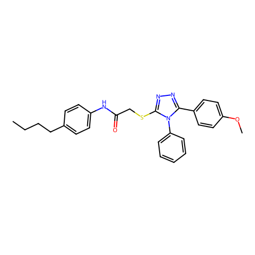 N-(4-butylphenyl)-2-[[5-(4-methoxyphenyl)-4-phenyl-1,2,4-triazol-3-yl]sulfanyl]acetamide structure