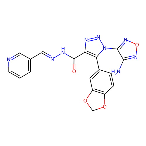 (E)-1-(4-amino-1,2,5-oxadiazol-3-yl)-5-(benzo[d][1,3]dioxol-5-yl)-N'-(pyridin-3-ylmethylene)-1H-1,2,3-triazole-4-carbohydrazide structure