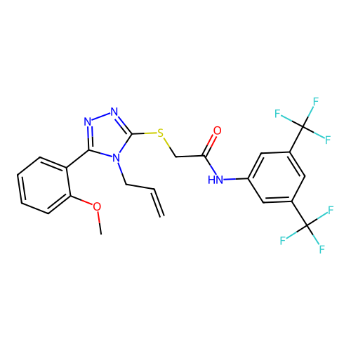 2-((4-allyl-5-(2-methoxyphenyl)-4H-1,2,4-triazol-3-yl)thio)-N-(3,5-bis(trifluoromethyl)phenyl)acetamide structure