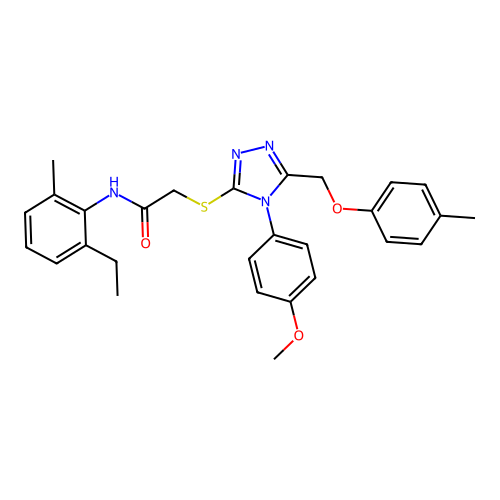 N-(2-ethyl-6-methylphenyl)-2-((4-(4-methoxyphenyl)-5-((p-tolyloxy)methyl)-4H-1,2,4-triazol-3-yl)thio)acetamide structure