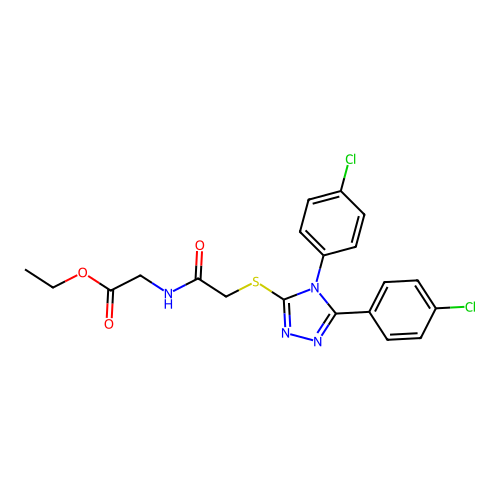 Ethyl 2-{2-[4,5-bis(4-chlorophenyl)-1,2,4-triazol-3-ylthio]acetylamino}acetate structure