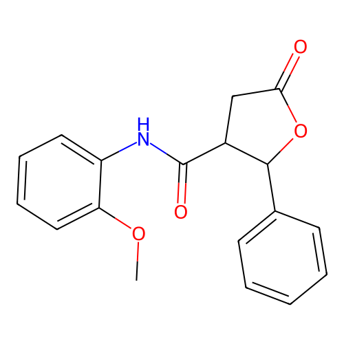N-(2-methoxyphenyl)-5-oxo-2-phenyltetrahydrofuran-3-carboxamide structure