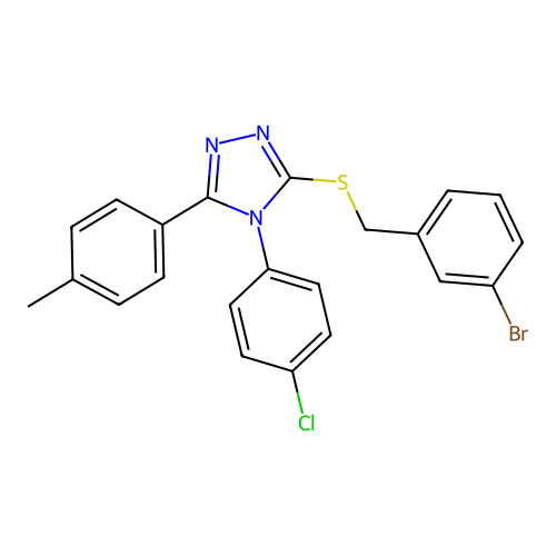 3-[(3-bromophenyl)methylsulfanyl]-4-(4-chlorophenyl)-5-(4-methylphenyl)-1,2,4-triazole structure