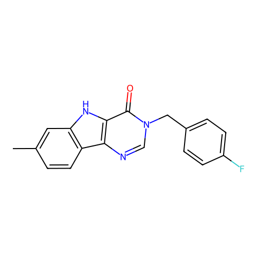 3-(4-fluorobenzyl)-7-methyl-3,5-dihydro-4H-pyrimido[5,4-b]indol-4-one structure