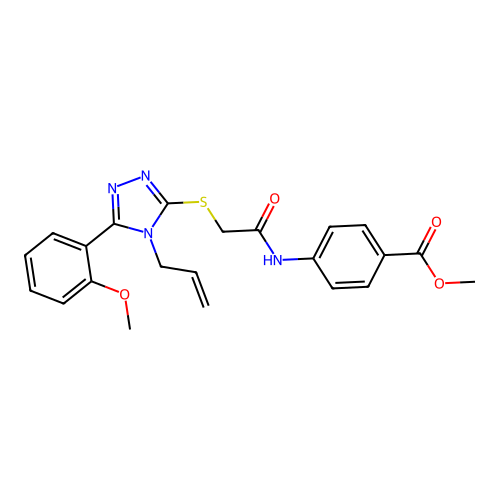 Methyl 4-[[2-[[5-(2-methoxyphenyl)-4-prop-2-enyl-1,2,4-triazol-3-yl]sulfanyl]acetyl]amino]benzoate structure