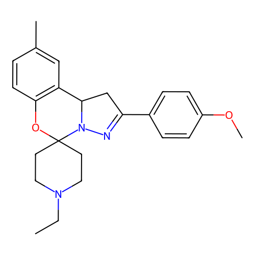 1'-ethyl-2-(4-methoxyphenyl)-9-methyl-1,10b-dihydrospiro[benzo[e]pyrazolo[1,5-c][1,3]oxazine-5,4'-piperidine] structure