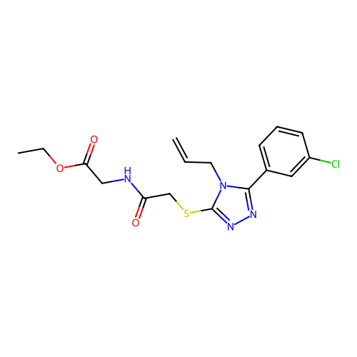 ethyl 2-(2-((4-allyl-5-(3-chlorophenyl)-4H-1,2,4-triazol-3-yl)thio)acetamido)acetate structure